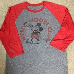 Disney Parks Mickey Mouse Club Raglan Tee Top T-Shirt - Large